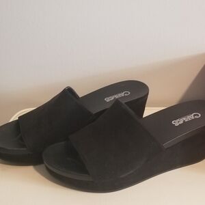 Carlos By Carlos Santana Black Wedge Sandals